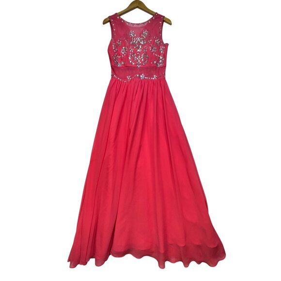 Crystal Sky Youth Embellished Evening Gown Dress Size 5 Pink Full-Length Formal - Picture 1 of 16